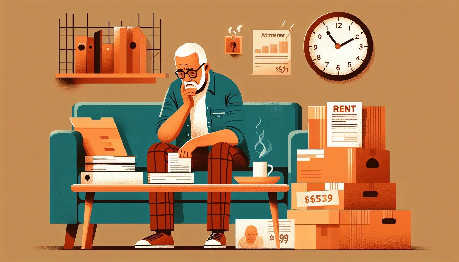 Retiree struggling with financial stress and uncertainty due to rental housing